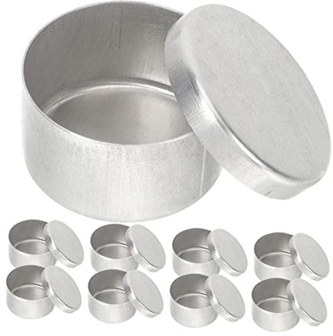 MUCKLILY 9pièces Boîtes Rondes Aluminium Vides Pour Pesée Échantillons Pots De Rangement Métalliques Rechargeables Récipients De Laboratoire Sans Bords Tranchants