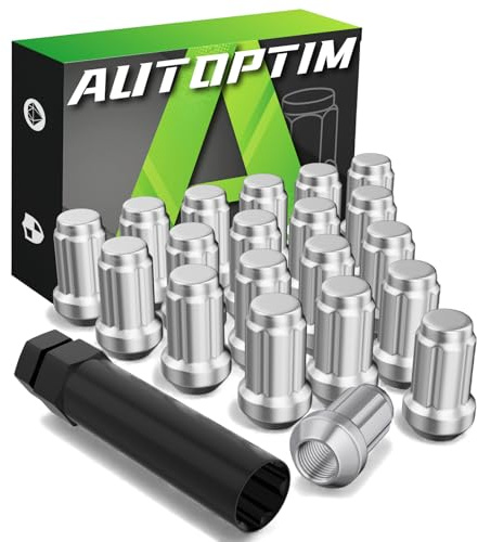 AUTOPTIM 7/16-20 Spline Lug Nuts - 20Pcs Chrome Closed End Nuts with Socket