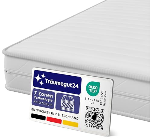 Träumegut24 - ergonomische 7-Zonen Matratze 140x200 cm | Größe + Höhe wählbar | Härtegrad H2&H3 | Kaltschaummatratze | Hautfreundlicher Bezug | Oeko-TEX® | (140 x 200 cm, 15 cm)