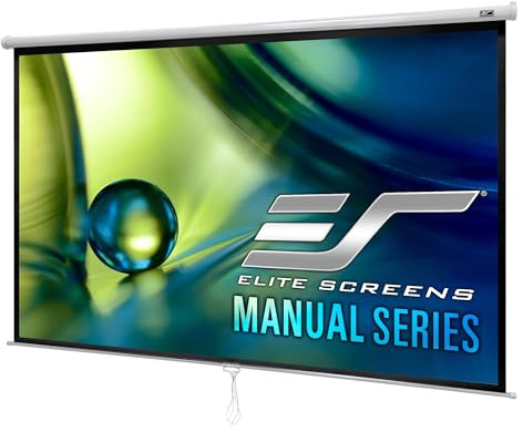 Elite Screens Manual Series, 150-INCH 16:9, Pull Down Manual Projector Screen with AUTO LOCK, Movie Home Theater 8K / 4K Ultra HD 3D Ready, 2-YEAR WARRANTY, M150XWH2,White