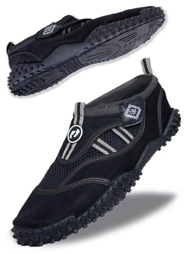 Two Bare Feet Rockpool Aqua Shoes – Lightweight, Quick-Drying Water Shoes for Men, Women & Kids – Perfect for Beach, Pool, Water Sports, and Outdoor Activities (Black (Rockpool),UK9