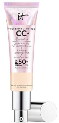 IT Cosmetics CC+ Cream Illumination (Fair Light) - Radiant Full Coverage Foundation With SPF 50+, Color Corrector & Hydrating Anti-Aging Serum, Hydrolyzed Collagen + Peptides - 1.08 fl oz