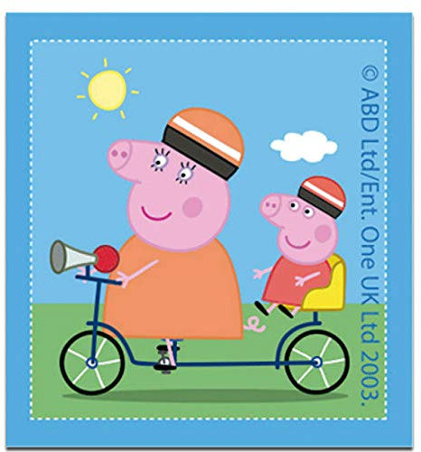 Aufnäher/Bügelbild - Peppa Wutz Fahrrad - blau - 6,5 x 7,0 cm - by Entertainment One © Patch Aufbügler Applikationen zum aufbügeln Applikation Patches Flicken