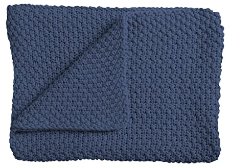 Schardt - Strickdecke Sunny Blau - Babydecke aus 100% Baumwolle - Weiche Babystrickdecke - Vielseitig verwendbare Decke für Babys - Auch als Tagesdecke geeignet - Waschbar bei 40 Grad - 75×100 cm