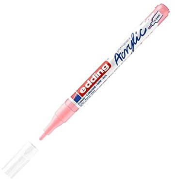 Edding 5300 marcador acrílico de trazo fino - rosa - 1 rotulador acrílico resistente al agua - punta redonda 1-2 mm - pintura acrílica para lienzo, papel kraft, madera y piedra