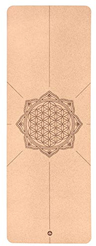 bodhi Yogamatte Kork | 4 mm | 100% Nachhaltig & Ökologisch | Hohe Rutschfestigkeit | Yoga Matte aus Kork & Naturkautschuk | Ideal für Hot Yoga | 185 x 66 x 0,4 cm | Blume des Lebens