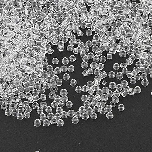 Perlin Rocailles Glasperlen Indianerperlen Saatperlen Pony Perlen 3mm Transparent 14 Farben 8/0 Klar Mini Rund Seed Beads 3300 Stk (Weiß)