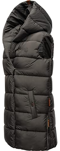 Navahoo warme Damen Winter Steppweste lang mit Kapuze Madilynaa Anthracite Gr. M