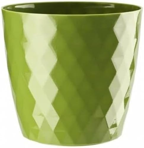 B2C Flowerpot Round Plastic plant pot Crystal Modern Decorative Small Medium Large 7 sizes 9 coolours (Green, 12 cm)