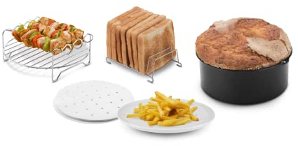 Ufesa Pack 4 Accesorios para Freidora de Aire sin Aceite, 3.5L o más, Molde Bizcocho, Parilla, Pinchos, Soporte para Tostadas y Papel Vegetal, Sin BPA