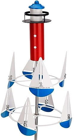 Girouette Nautique, Unique Sculpture De Vent d'art Cinétique Moulins À Vent De Jardin Moulin À Vent Nautique en Métal avec Piquet en Métal pour Cour Jardin Pelouse Extérieur Décorations
