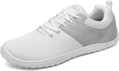 SAGUARO Barefoot Chaussures Minimaliste Wish Ⅰ- Chaussure Minimaliste Femme Homme Chaussures de Trail Barefoot Antidérapant Souple Chaussure Sport pour Marche avec Zero Drop Soles Blanc,GR.38