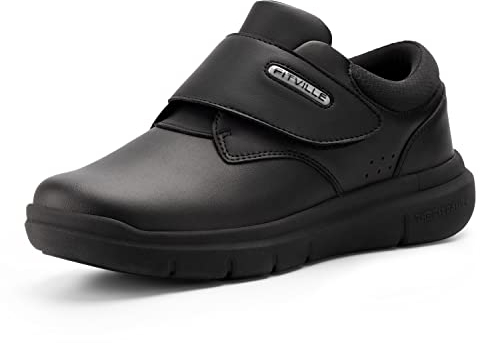 FitVille Hausschuhe extra weit Herren Sneaker mit Klettverschluss extra breite Lederschuhe ohne Schnürsenkel Schwarz 45 EU X-Weit