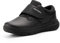 FitVille Hausschuhe extra weit Herren Sneaker mit Klettverschluss extra breite Lederschuhe ohne Schnürsenkel Schwarz 45 EU X-Weit