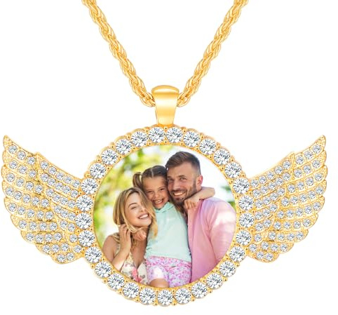 HooAMI Photo Necklace,Personalised Round Necklace Engraving Custom Picture Text With Chain Birthday Gifts for Her Mum Girls Women Men