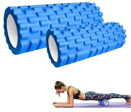 2x Rullo di Schiuma Massaggiante per Trigger Point Therapy.Eva Foam Roller - Rullo Massaggiante per Alleviare Dolore,Allenare i Muscoli,Massaggio della Schiena e delle Gambe,Fitness (33x14cm/30x9cm)