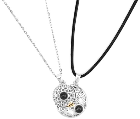 Mikovivi 2st Vänskapskedja, Magnetiska Matchande Par Halsband för Evigt Smycke Present för Jubileum Födelsedag Kvinnor Män (Solen & Månen)
