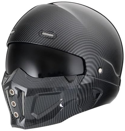 Vintage Motorradhelm Abnehmbare Sicherheit Biker Kombination Scorpion Helme Erwachsene Männer und Frauen Vier Jahreszeiten Universal ABS Sicherheit 1600g Leichtgewicht Schwarz L