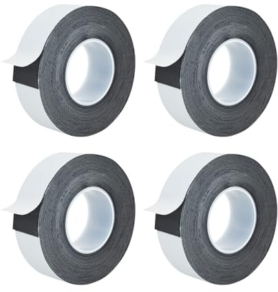 WLICCHS 4er Pack Isolierband Selbstklebendes, Wasserdichtes Klebeband Vulkanisierband Zum Isolieren, Reparieren und Bündeln, J10, 0.8mmx19mmx4.5y, Schwarz