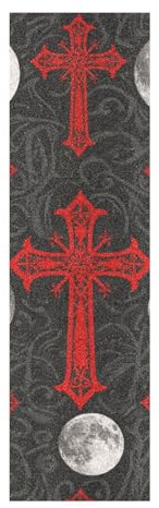 voucong Gothic Red Black Halloween Cross Moon Grip Tape Designs Skateboard Anti Slip pro Scooter Grip Tape 33×9 Inch antiderrapante para Scooter