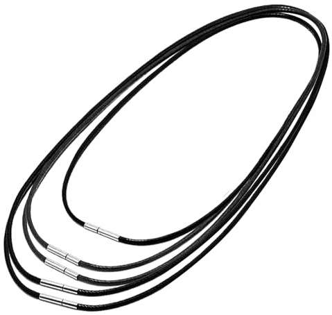 YAWYO Lot de 5 Cordons de Collier en Cuir avec Fermoir, 45cm 50cm 55cm 60cm 70cm Collier Cuir Noir pour Hommes Femmes, pour Fabrication de Bijoux DIY (1mm)