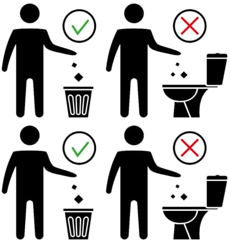 Milisten Adesivi per Wc Segnali di Avvertimento Bagno 2 Pezzi 20x30 Cm Adesivi per Sedili Water Autoadesivi per Decorazione Pareti e Superfici Lisce in Bagni Pubblici e Domestici