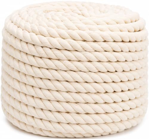 Abio Baumwollseil 10mm 20m Baumwollkordel Paketschnur Kordelband Bindfaden Baumwollschnur Strick Natur Weiß Tau Haus Garten DIY Dekoration