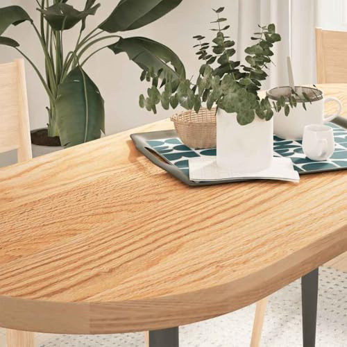SooIarix oval bordsskiva 140 x 60 x 4 cm av massivt ek, fint slipad, robust bänkskiva för matbord, skrivbord eller soffbord, hållbar och lätt att rengöra