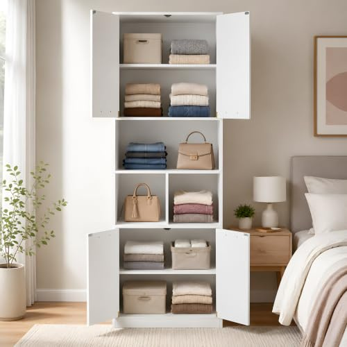 GOKHOMX Armario Ropero Blanco 60 cm Ancho 180,5 cm Alto, 1 Unidad