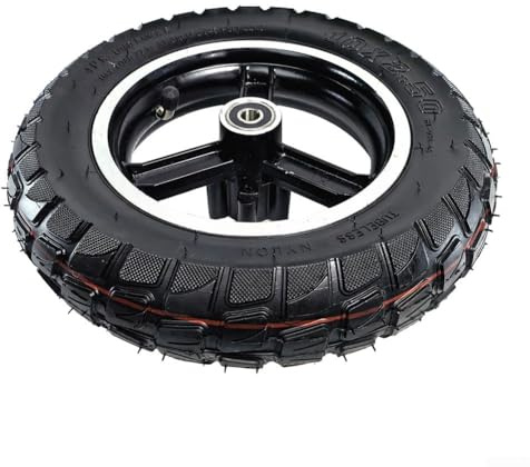 Roues de trottinette électrique 10 x 2,50 - Pneu sans chambre à air avec jante en alliage d'aluminium pour alésage d'essieu de 10 mm ou 12 mm - Version noire sans frein pour campus et trajets