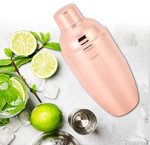 Qqmora Cocktailshaker Snygg Manuell Rostfritt Stålstångsverktyg för Hemmafester 20cm Roséguld (Rose guld)