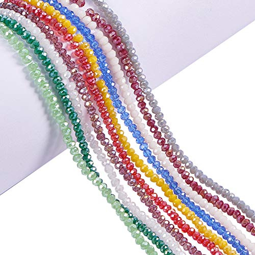 PH PandaHall 10 Fili Perline di Vetro Sfaccettato Perline Cristallo Sfaccettato, 1230~1270pz Perlina Colorate Vetro per Creazione di Gioielli Collane Braccialetti Fai Da Te, 3.5-4mm, Foro: 0.5mm