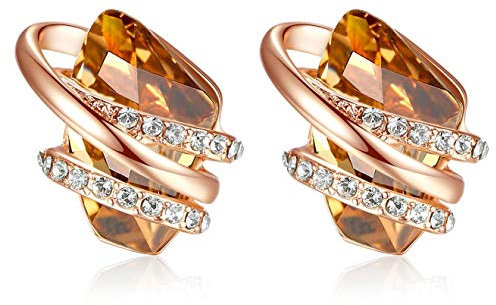 Leafael Wunschstein Kristall Ohrstecker, Geburtsstein Ohrringe damen mit Heilkristallen, Ohrringe Rosegold oder Silber-Ton, Allergie-freien Schmuck für Frauen mit Geschenkbox