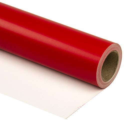 RUSPEPA Rotes Geschenkpapier Einfarbig Für Hochzeit, Geburtstag, Dusche, Glückwunsch Und Weihnachtsgeschenke - 76 cm X 10 m