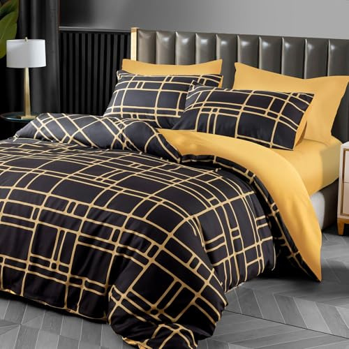 Pamposh Juego De Edredón Super King De Microfibra Cepillada Premium, Funda Nórdica Hipoalergénica Ultrasuave, Tamaño Super King, Juego De Cama De Lujo Sin Planchado con Cierre De Cremallera