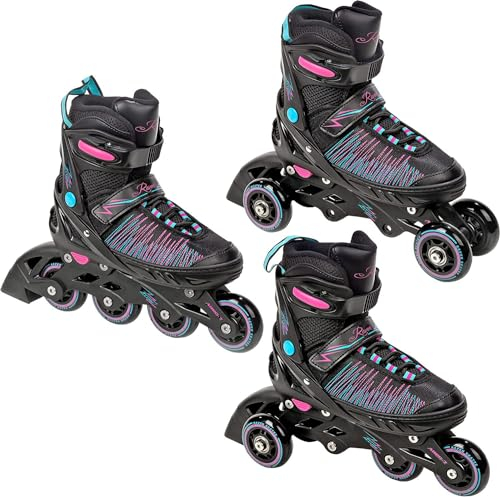 RAVEN 3in1 Inline Skates Triskates Rollschuhe Inliner für Kinder Erwachsene Mädchen Damen verstellbar (Allure, 35-39 (23cm-25,5cm))