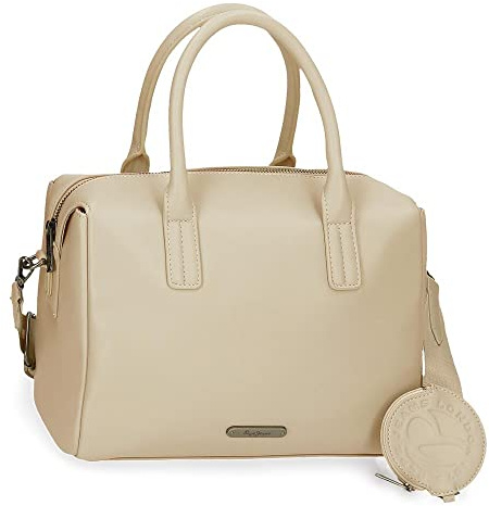 Pepe Jeans Salma Bolso Bowling Beige 31x19x15 cms Piel sintética