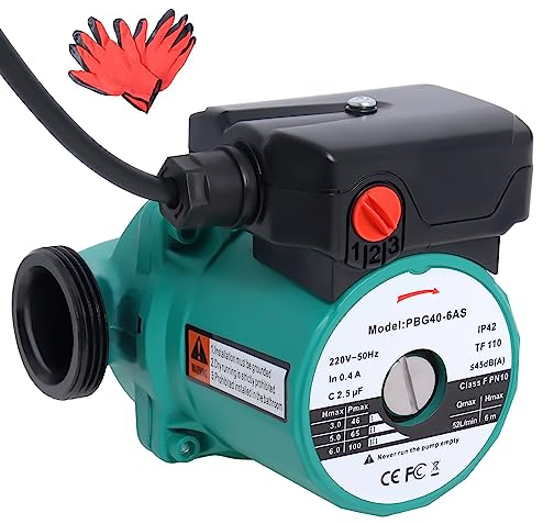 Circulateur de Chauffage RS25-60/130, Pompe de Circulation pour Eau Chaude, Pompe de Chauffage Domestique avec Gants par Poweka