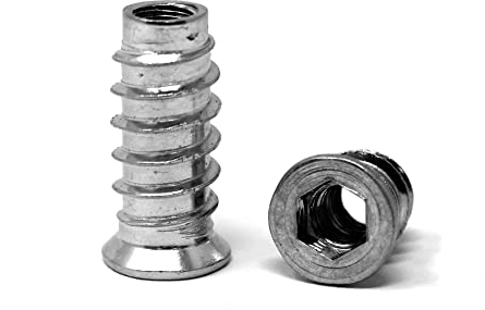 Verbundmuffe mit Innensechskant und breitem Bund aus galv. verzinktem Stahl, Einschraubmutter, Einschraubmuffe, Gewindemuffe, Gewindeeinsatz, Holzeinsatz (25 Stück, M6x15 mm)