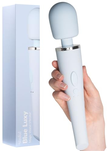 Wand Masseur Vibromasseurs Feminin Clitoridien - Sinful Luxy Magic Wand Vibro Extra Puissant - Vibromasseurs Feminin Puissant, Résistant aux Éclaboussures et Sans Fil - Wand Masseur Femme - Bleu