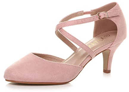 AJVANI mid high heel strappy crossover wedding sandals shoes size 5 38