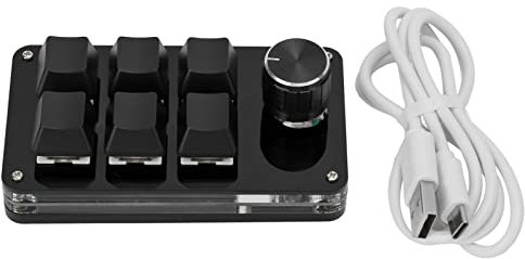 Yosoo 6 Key Gaming Keyboard, Shortcut Programmable Keyboard One Handed Mechanical Keyboard Multifunction 6 Key Mini Gaming Keypad Shortcut Programmable Key (Black)