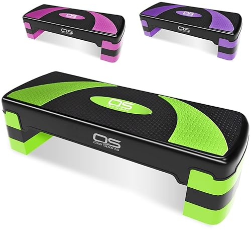 Aerobic Stepper platform -Step Steps board High - Exercise 2-5 Level Adjustable Height Fitness Workout Yoga Pilates Fitness Home Gym Removable Step Rise block (Green, 5 Steps Stepper)