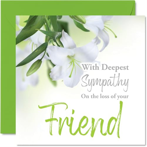 Tarjetas de condolencias con el texto en inglés With Deepest Sympathy On The Loss Of Your Friend, tarjetas de duelo para adultos, tarjeta de condolencias de 145 mm, tarjeta de felicitación floral