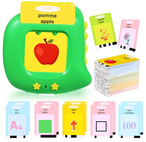 Cartes éducatives, Carte Parlante Montessori Français, Jouets éducatifs 2 Ans Jeunes Enfant Jouet Bebe Jeu Garcon Fille de 1 à 6 Ans pour écouter et Apprendre 384 Mots (Français/Anglais/Bilingue)