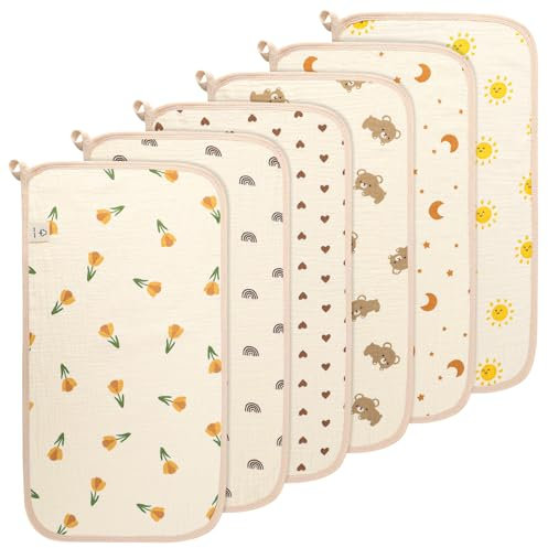 Kaisibum 6 Stück Moltontücher Baby Baumwolle Spucktücher 27.5x52cm Musselintücher Mulltücher Baby Mullwindeln Für Jungen Mädchen