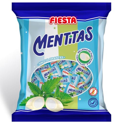 Mentitas Menta FIESTA - Bolsa 270 Unids. - Caramelo Duro Relleno de Masticable Sabor Menta - MENTITAS