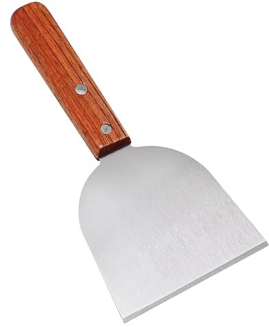 Rascador de barbacoa, rascador de barbacoa para barbacoa, pala de acero inoxidable, rasqueta de alto rendimiento con mango de madera para carne, pizza, pícnic, humburger