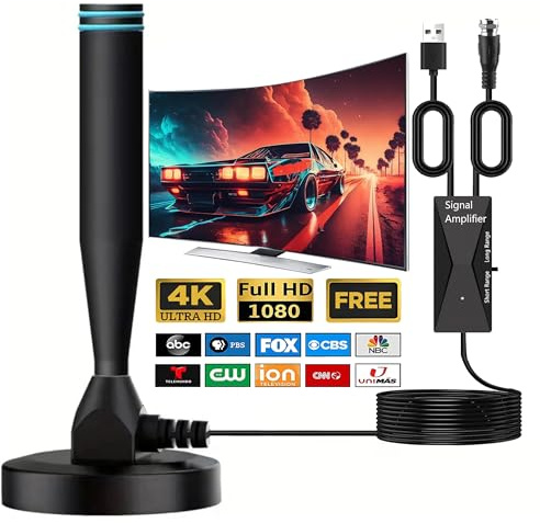 TV Antennas for Local Channels 1000+ Miles Range Indoor HD Amplifier Digital TV Antenna for Smart TV Support 4K 1080p All Old TVs with 16.40 FT Coaxial Cable