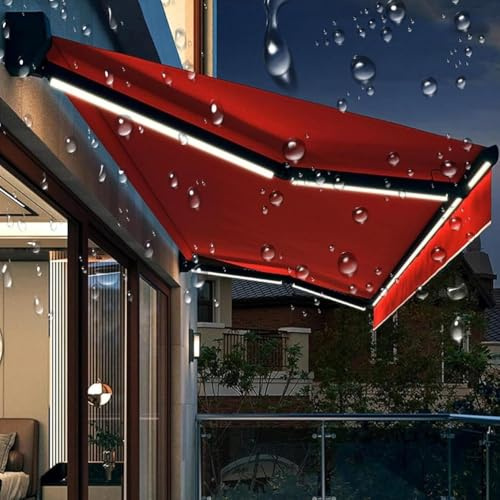 Motorized Retractable Patio Awning - Waterproof Fabric for Outdoor Spaces with Curved Arm Design, Perfect for Yards and Balconies